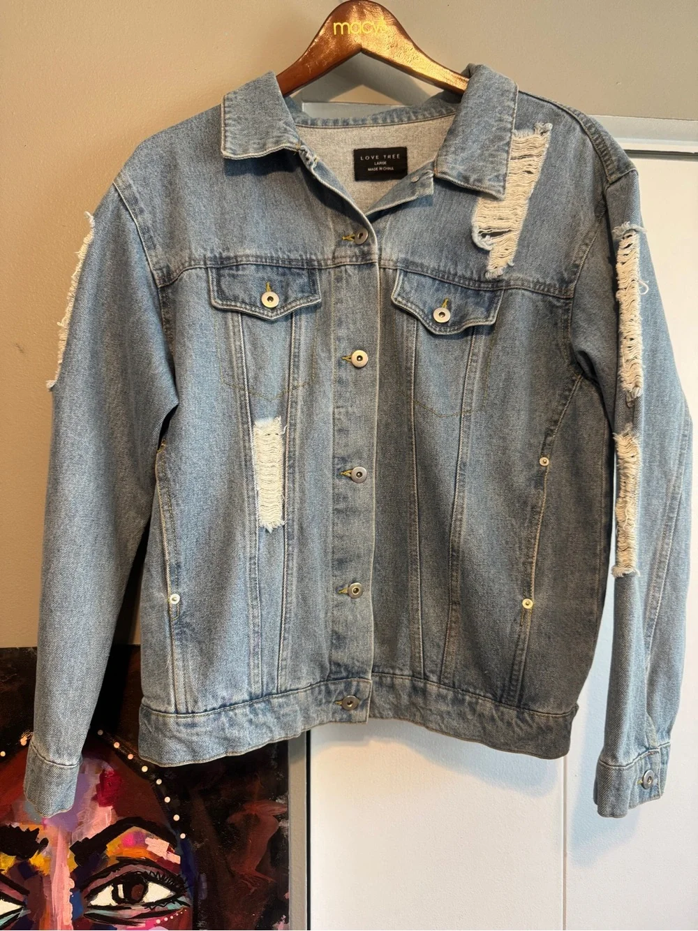 Custom Hand-Painted "Return to Self" Denim Jacket - Large - Picture 12 of 16